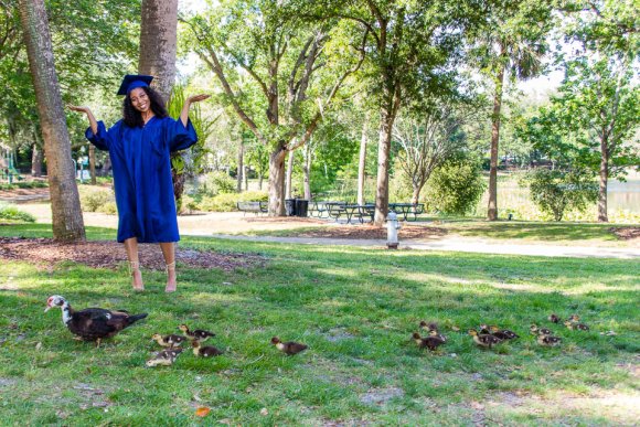 When a momma duck and her ducklins want to be in the photoshoot.